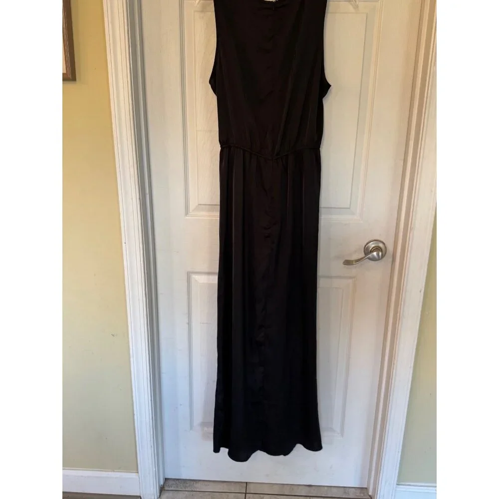 Prettygarden Womens Sleeveless Black Draped V-Neck Maxi Dress Large NWT - Picture 8 of 11